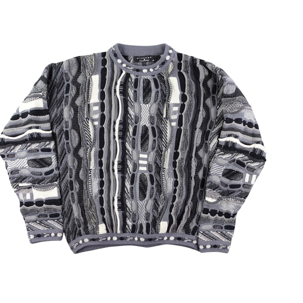 Vintage Protege Collection Sweater Mens Medium 3D Knit Textured Cosby HipHop
